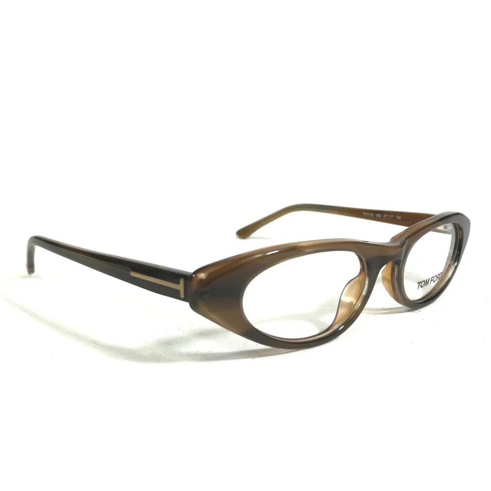 Tom Ford Eyeglasses Frames TF5120 095 Dark Clear Brown Round Full Rim 47-17-140